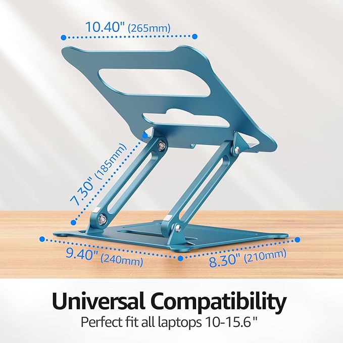 Urmust Laptop Notebook Stand Holder Adjustable Ultrabook Stand Riser Portable Compatible with MacBook Air Pro HP Dell XPS Lenovo All laptops 10-15.6"(Blue)