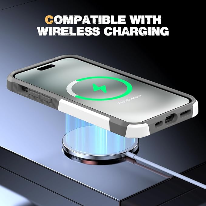 Diaclara Designed for iPhone 15 Plus Case, [with Privacy Screen Protector] [Anti Spy] [Military Grade Drop Protection] Heavy Duty Full-Body Shockproof Phone Case, White