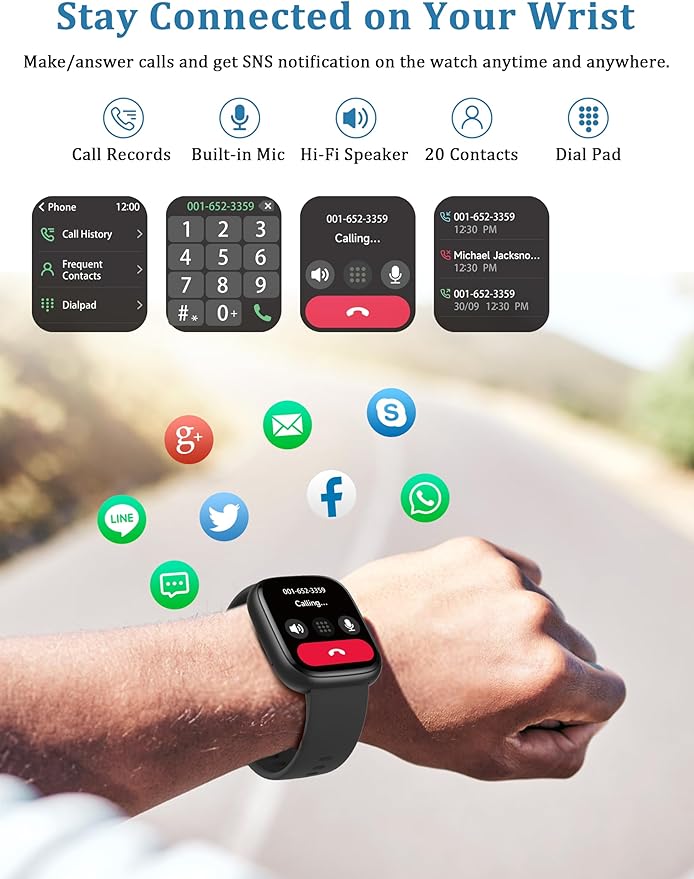 Smart Watch, Alexa Built-in, Answer/Make Calls 44mm Smartwatch Women Men, 1.83" Sports Watch IP68 Waterproof, Heart Rate SpO2 Sleep Stress Monitor, Step Counter Watch for Android & iOS Phone