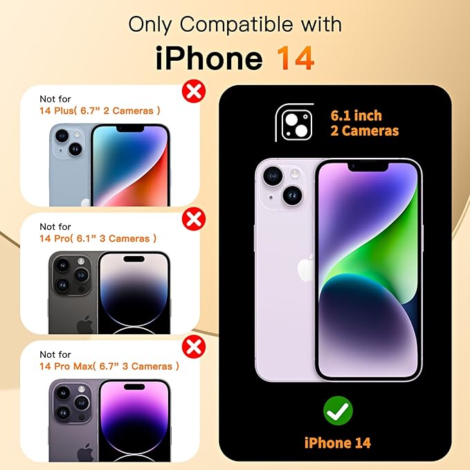 COOLQO for iPhone 14 Case 6.1'' Upgraded 360° Spin Magnetic Stand [Compatible with Magsafe][Military Grade Drop Protection] Shockproof Protective Phone Holder Cover for iPhone 14, Yellow Gold