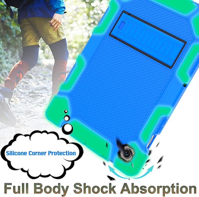 Rantice Galaxy Tab A8 10.5 Case with Kickstand, Hybrid Shockproof Rugged Cover for Samsung A8 Tablet Case 10.5 Inch (SM-X200/X205/X207), Blue+Black