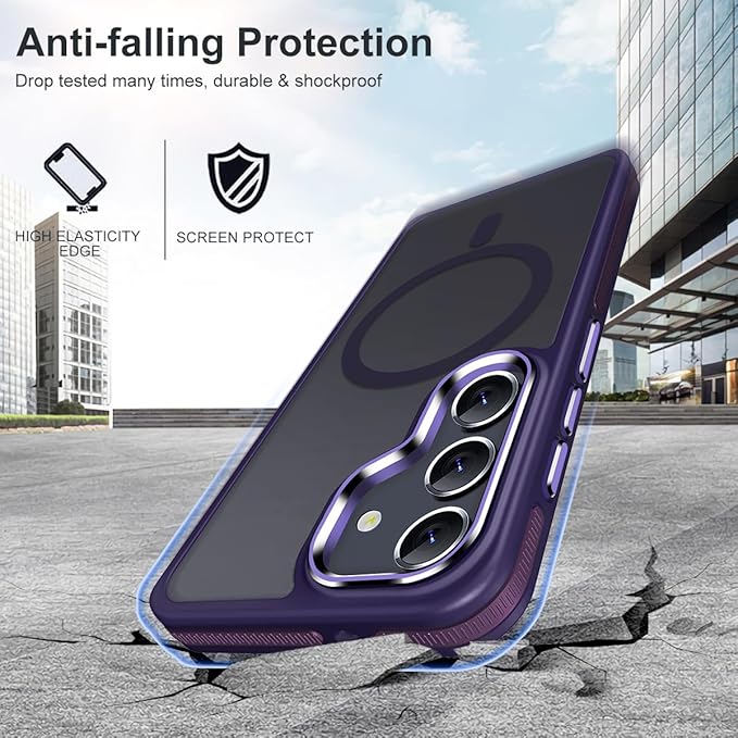 Magnetic Case for Samsung Galaxy S24+ Plus 5G, Color Match Cover [Compatible with Magsafe] [Military Drop Protection] Anti-Slip Soft TPU Edge Phone Case for Galaxy S24 Plus (Dark Purple)