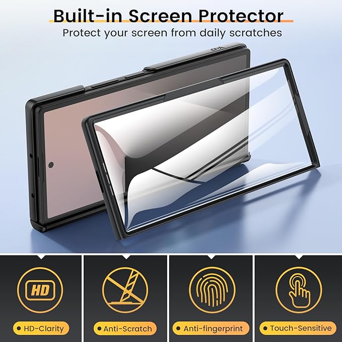 VEGO for Galaxy-Z-Fold-7-Case: Samsung Z Fold 7 Case with Slide Camera Cover & Screen Protector Built-in 360° Kickstand Full-Body Drop Protection Rugged Case for Samsung Galaxy Fold7 5G 2025 -Black