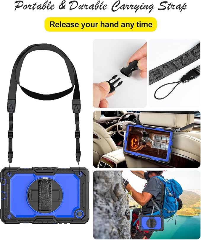 Case for Samsung Galaxy Tab A7 Lite 8.7-inch 2021 (SM-T220/T225), Protective with Screen Protector/Hand Strap/Pen Holder, Sturdy Shockproof for Samsung A7 Lite Tablet Case (Blue)