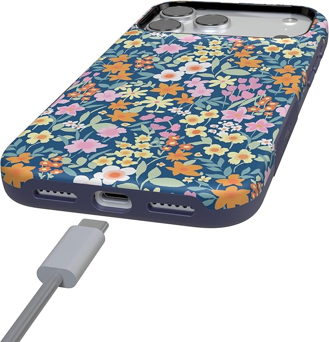 Casely iPhone 17 Pro Case | Full Bloom | Navy Floral | Compatible with MagSafe | Bold Protective Design