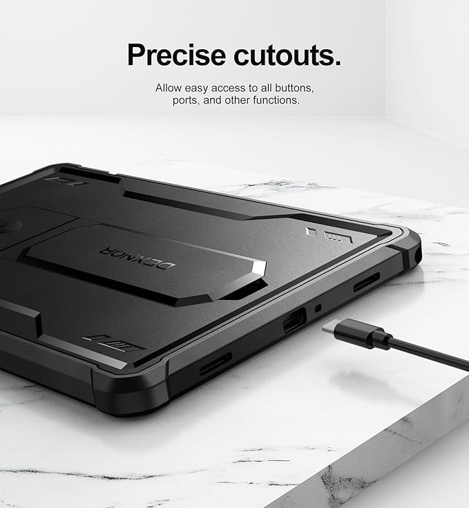 Dexnor Case for Samsung Galaxy Tab A9 Plus 2023, [Built-in Screen Protector & Kickstand] Heavy Duty Shockproof Full Body Protective Tablet Cover for Galaxy Tab A9+ 11 Inch,Black