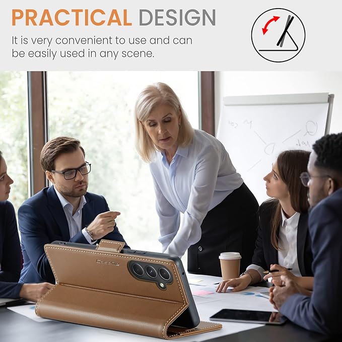 for Samsung Galaxy A54 5G Case, Premium PU Leather Wallet Case Flip Cover with [RFID Blocking][Card Holder][Stand Function] Shockproof Protective for Samsung Galaxy A54, Brown