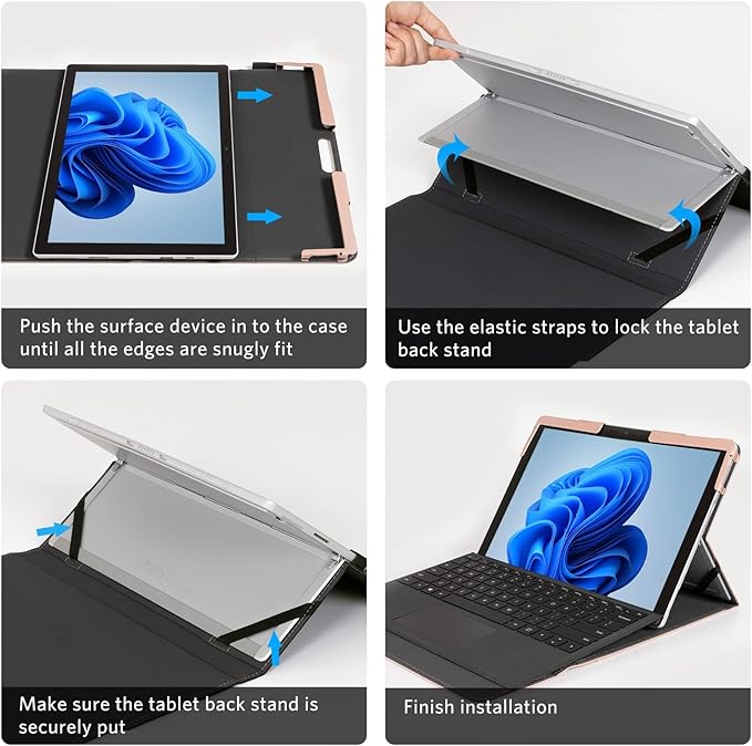 CoBak Case for Surface Pro 2024 Copliot PC 11th Edition - for Microsoft 13 Inch Tablet, Fits Keyboard and Kickstand with Multiple Angle