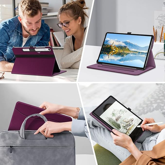Fintie Case for Samsung Galaxy Tab S10 Lite/ S10 FE/ S9 FE 5G 10.9 Inch/Tab S9 11 Inch with S Pen Holder, Multi-Angle Viewing Protective Cover with Pocket, Auto Sleep/Wake, Purple