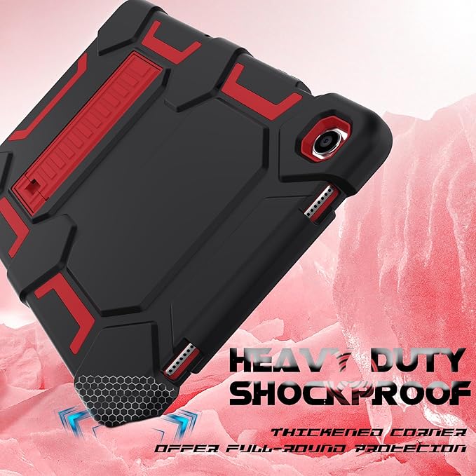 Rugged Case for Samsung Galaxy Tab A9+/ A9 Plus Case 11 inch 2023 - Heavy Duty Shockproof Protective Cover with Kickstand - Compatible with Galaxy Tab A9 Plus(SM-X210/X216/X218), Black+Red