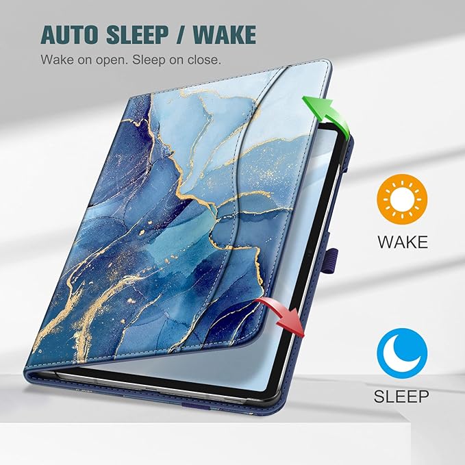 Fintie Case for Samsung Galaxy Tab S10 Lite/ S10 FE/ S9 FE 5G 10.9 Inch/Tab S9 11 Inch with S Pen Holder, Multi-Angle Viewing Protective Cover with Pocket, Auto Sleep/Wake, Ocean Marble