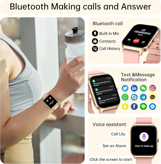 Smart Watch for Women Fitness Tracker: Waterproof Make/Answer Call Smart Watches for Women Running Digital Mens Watches Step Smartwatch Android Phones iPhone Samsung Compatible Heart Rate Monitor