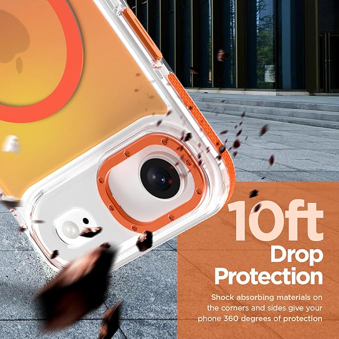 MOWIME Magnetic Case for iPhone Air [Compatible with Magsafe] [Cute Fashion Fluorescent Design] [1 Screen Protector] Slim Translucent Matte Case for iPhone Air 6.5" 2025, Orange