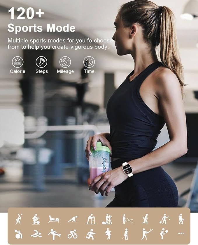 Smart Watches for Women Men with Bluetooth Calls: 1.8”LCD Screen Fitness Trackers with 24-Hour Heart Rate SpO2 Sleep Monitor 120+ Sport Mode Waterproof Smartwatch Compatible with iPhone Android Phones