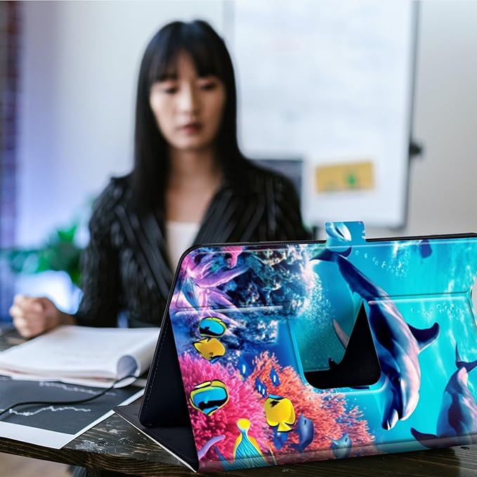 Case for Lenovo Tab P11 Pro Gen 2 11.2" 2022,Mxfdegf 360 Degree Rotating Stand and Magnetic Closure Case for 11.2 inch Lenovo Tab P11 Pro 2nd Generation,Deep Sea Corals Dolphin