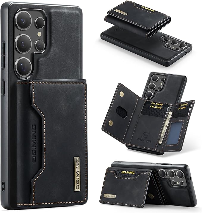 SZHAIYU M2 2 in 1 Detachable Leather Phone Cases for Samsung Galaxy S25 Ultra 5G Case Wallet with Card Holder Men 6.8'' (Black)