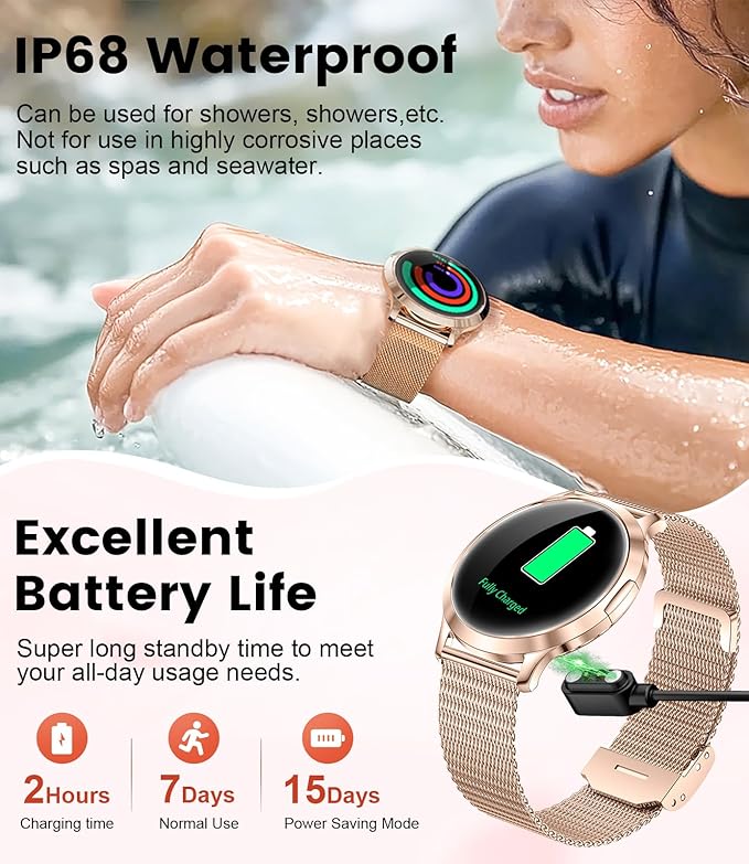 SUNKTA Smart Watch for Women(Dial/Answer Call), 1.32" AMOLED HD Display, 100+ Sports Mode Fitness Tracker Watch, 5ATM Waterproof/IP68/Sleep Smartwatch Women, iOS Android Smart Watches for Women