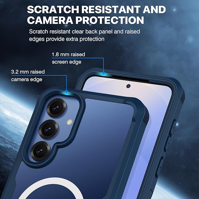 CENHUFO Magnetic Privacy for Samsung Galaxy S25 Plus Case, Full Body Phone Case with Built-in 9H Tempered Glass Privacy Screen Protector and Camera Lens Cover, Shockproof Protective Bumper - Blue