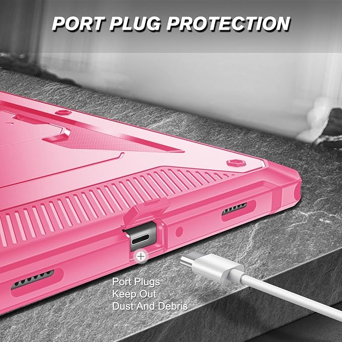 Fintie Shockproof Case for Samsung Galaxy Tab A9 Plus/A9+ 5G 11 Inch 2023 Model (SM-X210/X216/X218), Tuatara Rugged Unibody Hybrid Bumper Kickstand Cover Built-in Screen Protector, Magenta