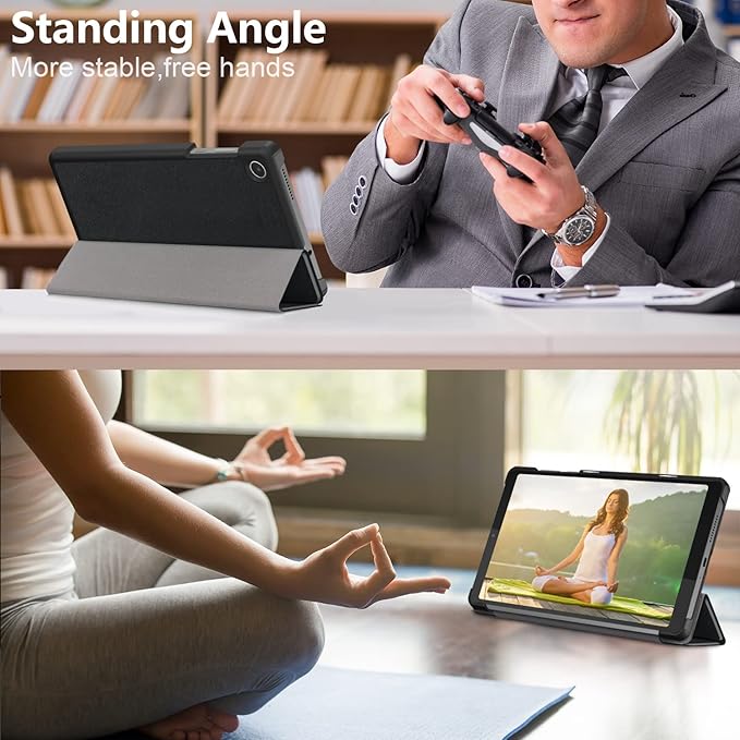 Case for Lenovo Tab M8 4th Gen 2023, Folding Folio Ultra-Thin PU Leather Stand Case Cover for Lenovo Tab M8 4th Gen TB-300FU Black