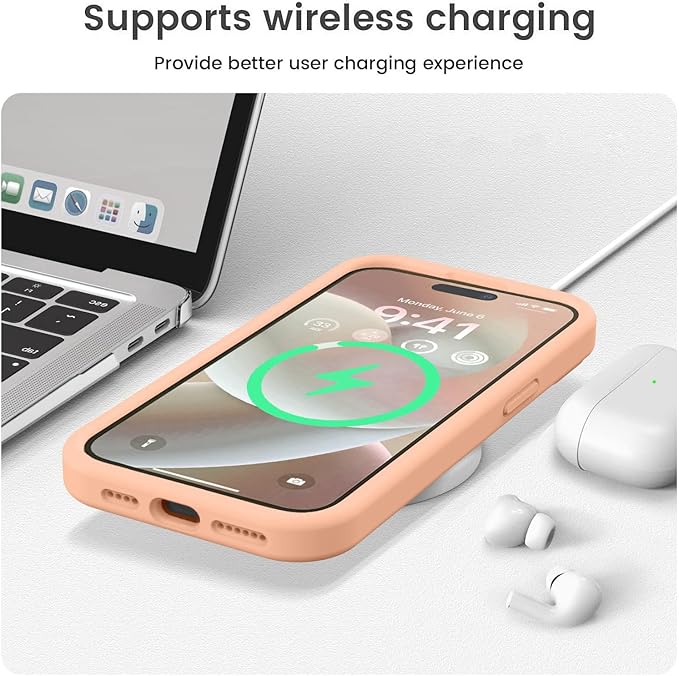 Vooii Compatible with iPhone 15 Pro Max Case, Upgraded Premium Silicone, [Camera Protection] [Soft Anti-Scratch Microfiber Lining] Shockproof Phone Case for iPhone 15 Pro Max 6.7 inch - Cantaloupe