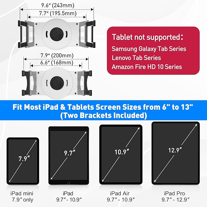 AboveTEK Retail Kiosk iPad Stand, 360° Rotating Commercial POS Tablet Stand, Fits 6"-13" (Screens) iPad mini Pro-Business Swivel Tablet Holder, for Store Office Reception Kitchen Desktop (White)