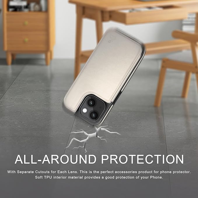 DJDUCK Designed for iPhone 14 Case Wallet with Card Holder, [Magnetic Clasp Cover] [RFID Blocking Leather Protection] Shockproof Women Men Cases 6.1 Inch for Apple 14 White