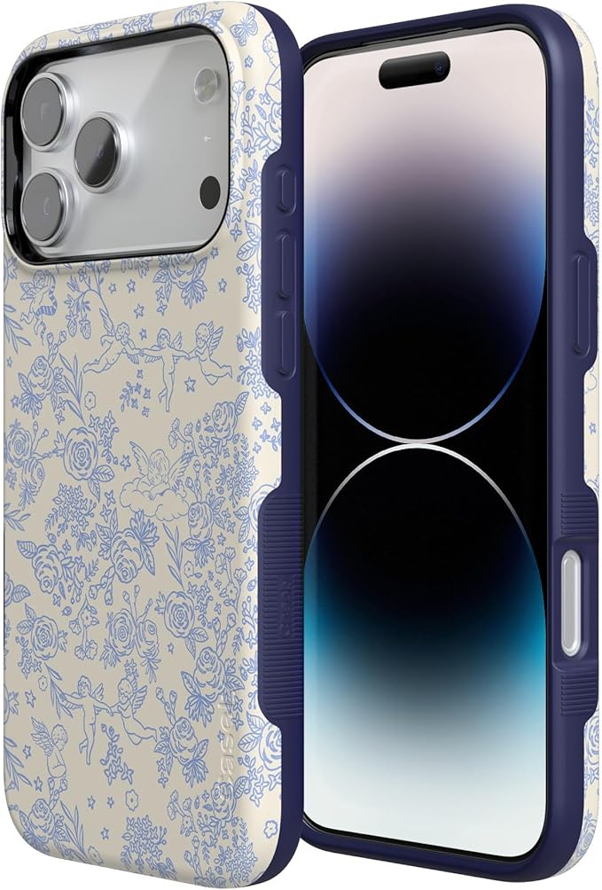 Casely iPhone 17 Pro Case | Cupid's Canvas | Periwinkle Floral | Compatible with MagSafe | Bold Protective Design