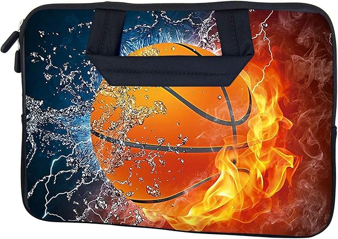 Laptop Sleeve Case 11.6" 12.1 Inch Neoprene Laptop Sleeve/Notebook Computer Pocket Case/Chromebook Case/Tablet Briefcase Carrying Bag Compatible For Men， Women ，boys， girls (Fire basketball)