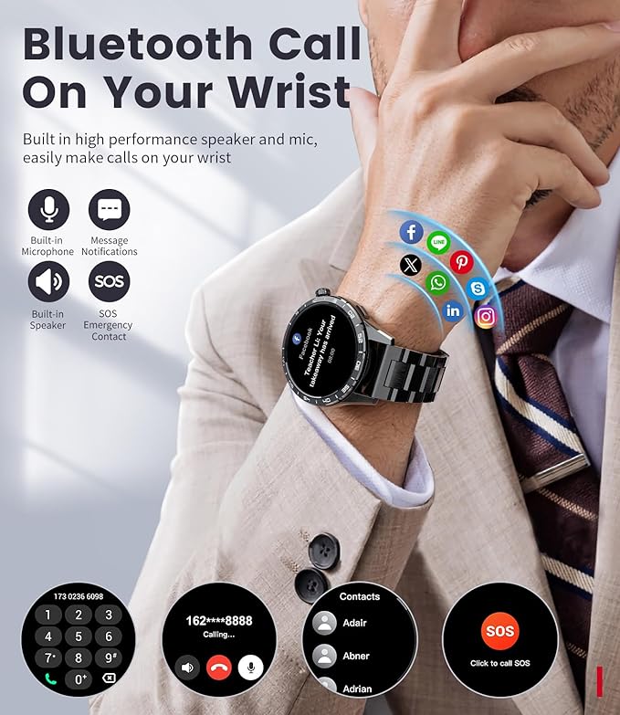 LIGE Smart Watches for Men(Answer/Make Calls), 1.43" HD AMOLED Fitness Tracker with 110+ Sport Modes, 24/7 Heart Rate Sleep Monitor Smartwatch, IP68 Waterproof Smart Watch for Android iOS