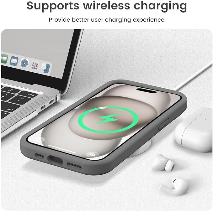 Vooii Compatible with iPhone 15 Case, Upgrade Defender Liquid Silicone, [Enhanced Camera Protection] [Soft Anti-Scratch Microfiber Lining] Shockproof Phone Case for iPhone 15 6.1 inch - Dark Grey