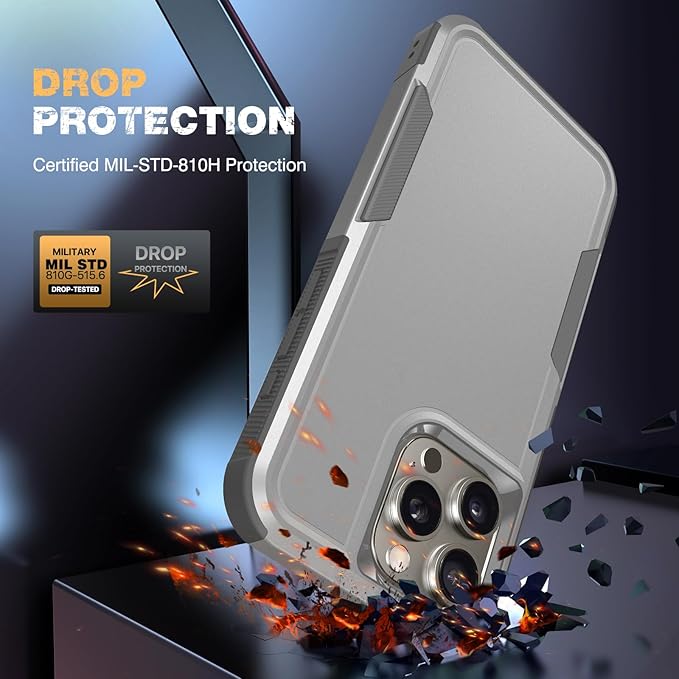Diaclara Designed for iPhone 15 Pro Case, [with Privacy Screen Protector] [Anti Spy] [Military Grade Drop Protection] Heavy Duty Full-Body Shockproof Phone Case, Natural Titanium