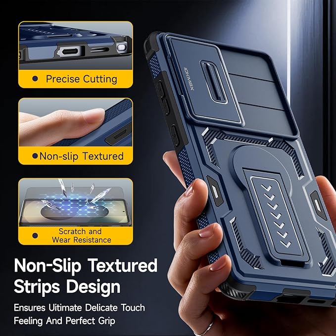for Samsung Galaxy S25 Ultra Case with 2*Screen Protector, Slide Camera Cover, Kickstand, Lanyard Strap, Military Grade Shockproof Protective Heavy Duty Non-Slip for S25 Ultra Case-6.9'', Blue