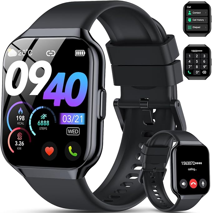 Smart Watch for Men Women (Answer/Make Call), 1.96" HD Smartwatch Fitness Activity Tracker, 110+ Sports IP68 Waterproof, Heart Rate/Sleep Monitor/Pedometer/Calories, Fitness Watch for Android iOS