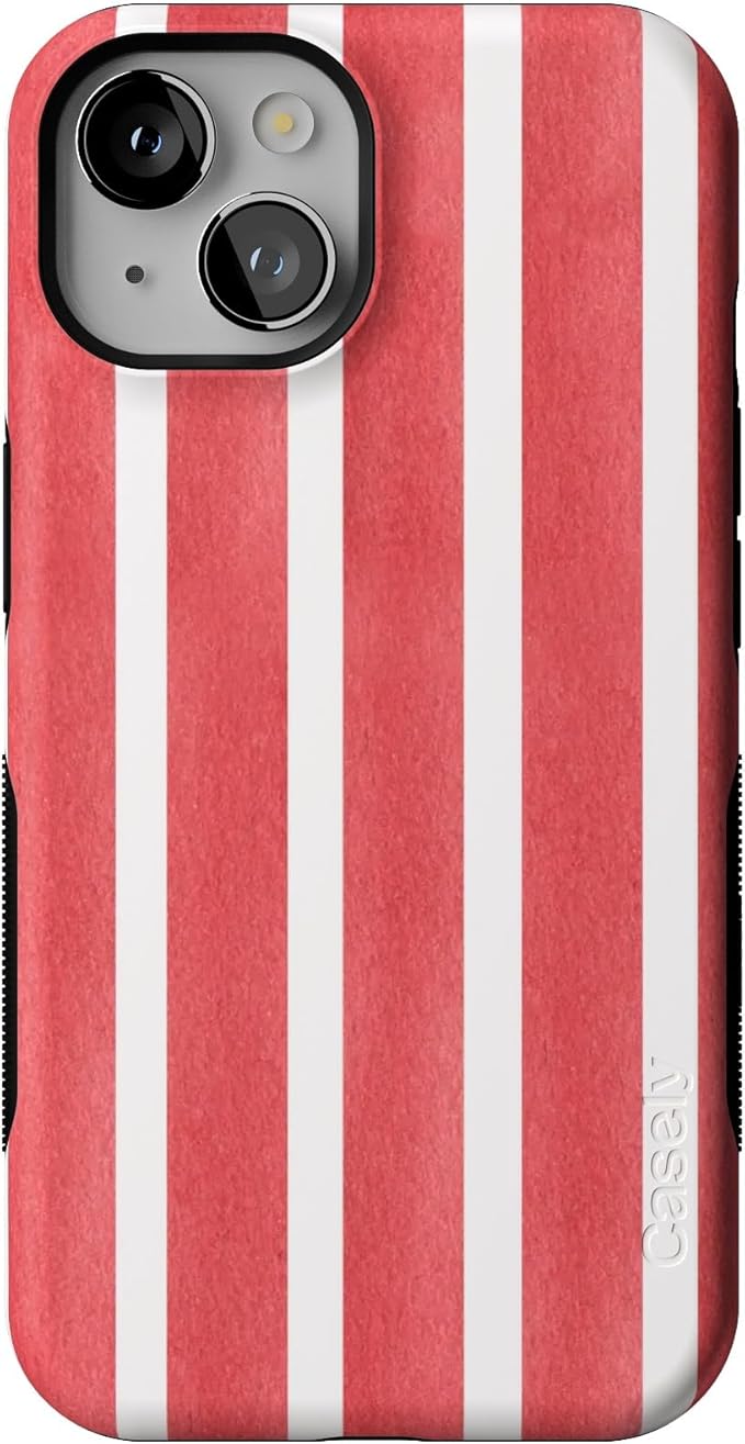 Casely iPhone 14 Case | East Coast Summer | Red Stripes | Compatible with MagSafe | Bold Protective Design