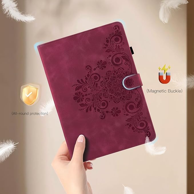 Mantala Funda para for Lenovo Tab M11 2024 11 Inch, Soft Touch Faux Leather with Card Slots and Kickstand, Water-Proof Precise Cutouts Tablet Case Compatible with Lenovo Tab M11 / Tab K11 Wine Red