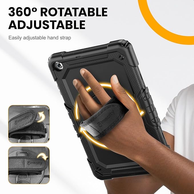 Timecity for Samsung Galaxy Tab A 10.1 Case 2019, Only Fit (SM-T510/ SM-T515/ SM-T517), Drop Proof with Hand Strap Stand Screen Protector Pencil Holder for Galaxy Tab A 10.1 Case - Black