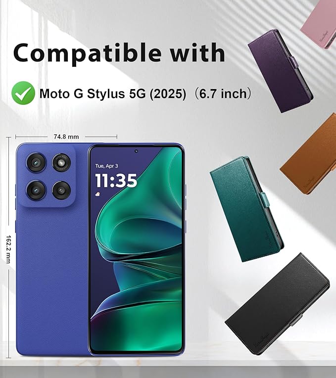 Wallet Flip Case for Moto G Stylus 5G (2025) - [RFID Blocking] Luxury PU Leather Card Holder Magnetic Phone Cover with Kickstand,Shockproof Protective Case,Black