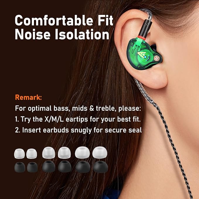 Vibes 202 Wired Earbuds - HiFi in Ear Monitor Headphones - Professional Noise-Isolating Ear Buds - Clear Sound, Deep Bass & Comfort-Fit IEM Earphones - MMCX to 3.5mm, Silver Plated Cord, Carrying Case