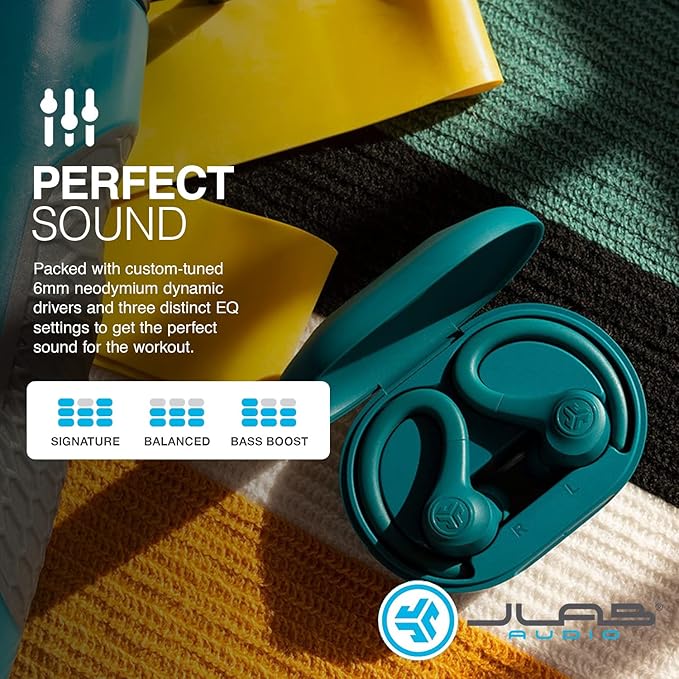 JLab Go Air Sport, Wireless Workout Earbuds, Teal, Featuring C3 Clear Calling, Secure Earhook Sport Design, 32+ Hour Bluetooth Playtime, and 3 EQ Sound Settings