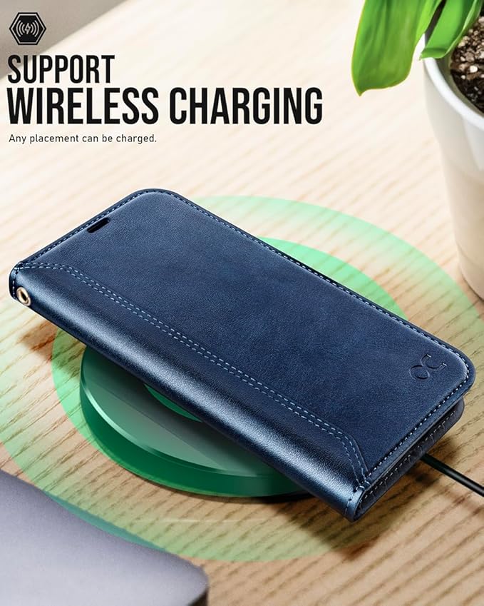 OCASE Compatible with iPhone 15 Wallet Case, PU Leather Flip Folio Case with Card Holders RFID Blocking Kickstand [Shockproof TPU Inner Shell] Phone Cover 6.1 Inch 2023, Retro Blue