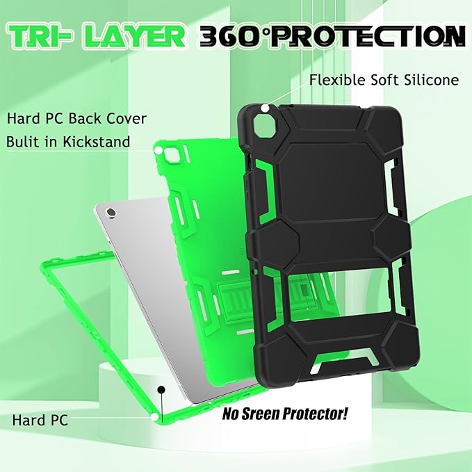 Case Compatible with Samsung Galaxy Tab A9+ / A9 Plus 11 inch 2023 - Heavy Duty Rugged Shockproof Protective Cover with Kickstand - for Samsung Tab A9+ Tablet (SM-X210/X216/X218), Black+Green