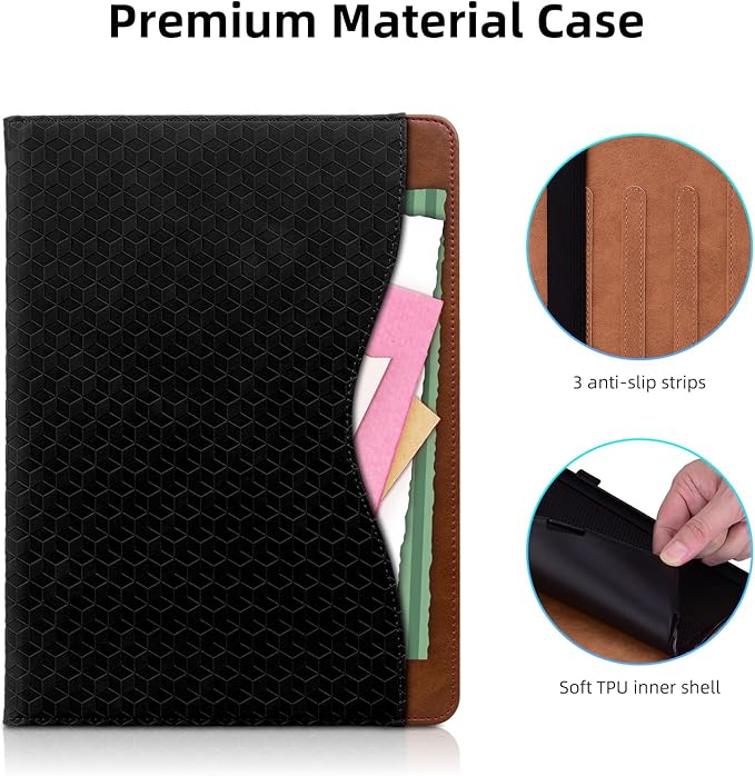 Case for Samsung Galaxy Tab S10 Fe Plus 13.1" 2025, PU Leather Folio Business Protective, Multi-Angle Viewing Stand with Front Pocket, Hand Strap for Galaxy S10 FE+ Black