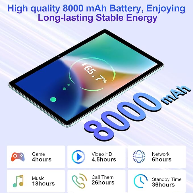 Tablet 10 inch Android 13 Octa-Core 2.0 GHz, 2 in 1 Tablet 14GB RAM 128GB ROM TF 1TB, 5+8MP Camera, 8000mAh Battery, 5G WiFi, Bluetooth 5.0, HD IPS Screen with Keyboard and Mouse, Green