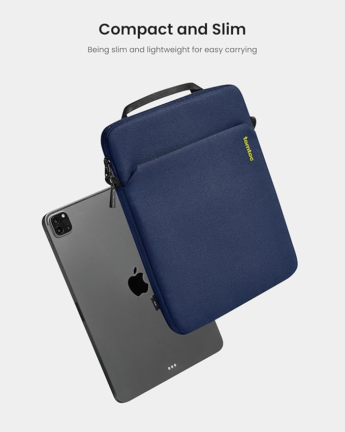tomtoc Light-B19 Slim 11 Inch Tablet Sleeve Bag for 2025 11-inch iPad A16, iPad Air M3, iPad Pro M4/M2/M1, iPad Air M2 2024, iPad 10/9, Light Shoulder Bag with Acessories Storage, Eco-Friendly Fabric