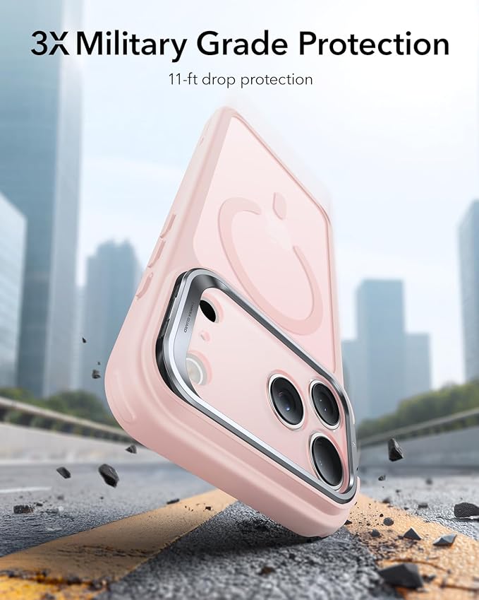 ESR for iPhone 17 Pro Max Case with Stand, Camera Control Cover Compatible with MagSafe, Military-Grade Drop Protection Magnetic Phone Case, Scratch-Resistant Back Cover,Frosted Bubblegum Pink