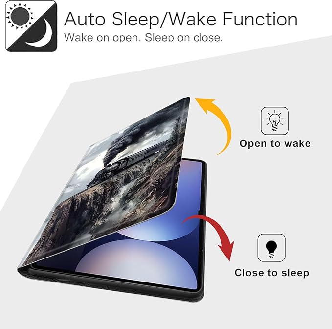 Case for Samsung Galaxy Tab S10 Ultra/Galaxy Tab S9/S8 Ultra 14.6-Inch, Slim PU Leather Stand Cover with Auto Wake/Sleep, Multi-Angle Viewing & Shockproof, Steam Train