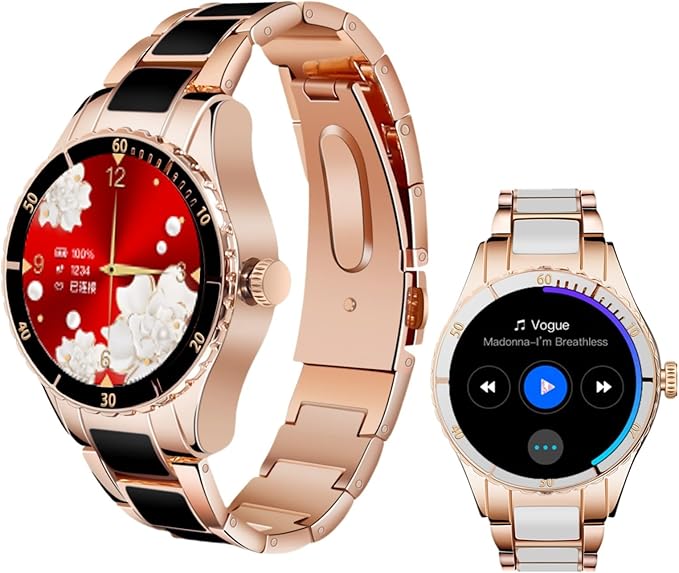 Stylish Casual smartwatch, Sports Women's Watch, Fitness Tracker, Wireless Talk/Answer/Reject, Music, DIY Dialing, for Lovers/Relatives/Friends (Black)