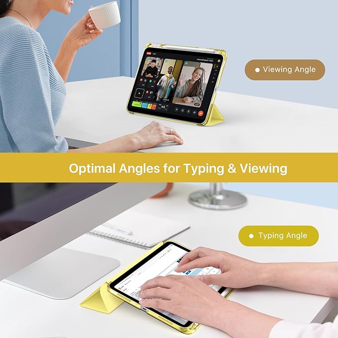 MoKo for iPad (A16) 11th Generation Case 11 Inch 2025, iPad 10th Generation Case 10.9 Inch 2022 with Pencil Holder, Slim Light Trifold Protective Cover with Hard PC Translucent Back Shell, Oatmeal