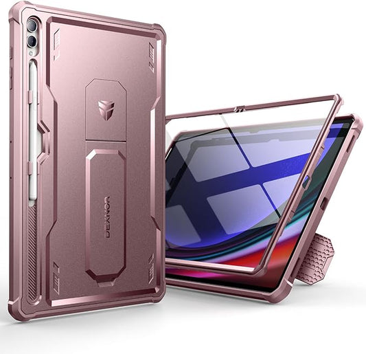 Dexnor Case for Samsung Galaxy Tab S10 Ultra (2024), S9 Ultra(2023), S8 Ultra(2022) 14.6 Inch, [Built in Screen Protector & Kickstand] with Pen Holder Heavy Duty Shockproof Protective Cover - Pink